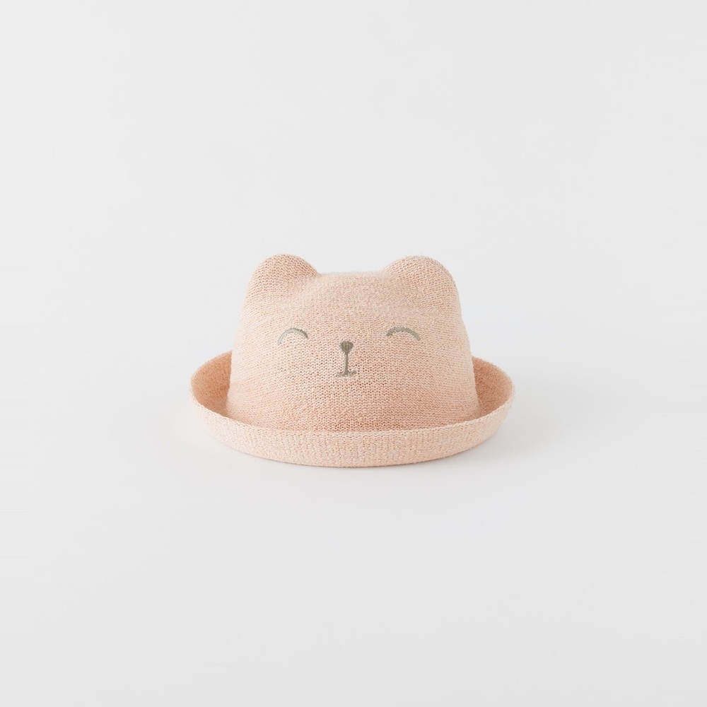 NWT Zara 0-1Y hat with ears and embroidery